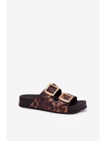 Dámské Pantofle S Přezkami Leopardí Hnědé model 21695871 - Zaxy