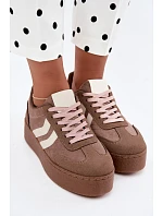 Dámské tenisky na platformě s pásky Khaki model 22324177 - Boto Dámské tenisky na platformě s pásky Khaki model 22324177 - Boto
