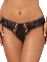 Trblietavé tangá V-10118 čierna/zlatá - Axami