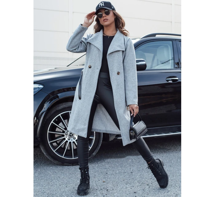 Dámský dlouhý kabát světle šedý Dstreet model 21980444 - FashionStreet