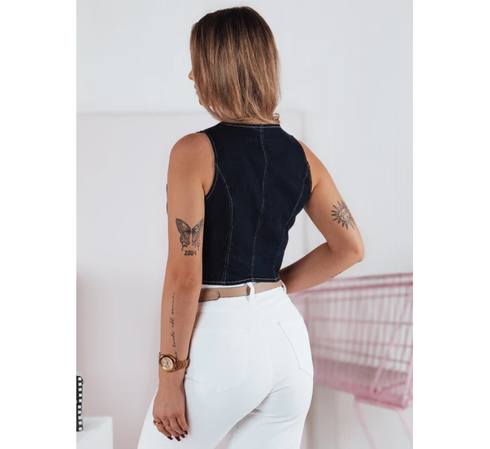 Dámská krátká džínová vesta tmavě modrá Dstreet model 21983588 - FashionStreet