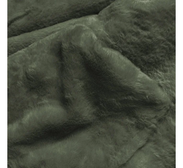 Dámska teplá zimná bunda obojstranná čierna/khaki (w610)