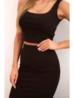 Dámsky top a vrúbkovaná sukňa hnedá Dámsky top a vrúbkovaná sukňa hnedá