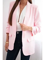 Bunda s klopami elegantná cukríkovo ružová Bunda s klopami elegantná cukríkovo ružová