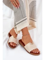 Klapki Damskie Eko Skórzane Z Ozdobnymi Detalami Beżowe Mevith Klapki Damskie Eko Skórzane Z Ozdobnymi Detalami Beżowe Mevith