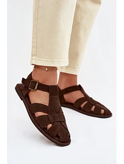 Dámské Sandály Ploché z Semiše Big Star Čokoládové model 22064182 - Big Star Shoes