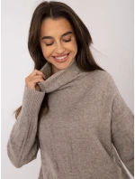 Sweter AT SW ciemny bezowy model 20470394 - FPrice Sweter AT SW ciemny bezowy model 20470394 - FPrice