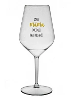 JSEM MÁMA, DVĚ DECI FAKT NESTAČÍ - čirá nerozbitná sklenice na víno 470 ml