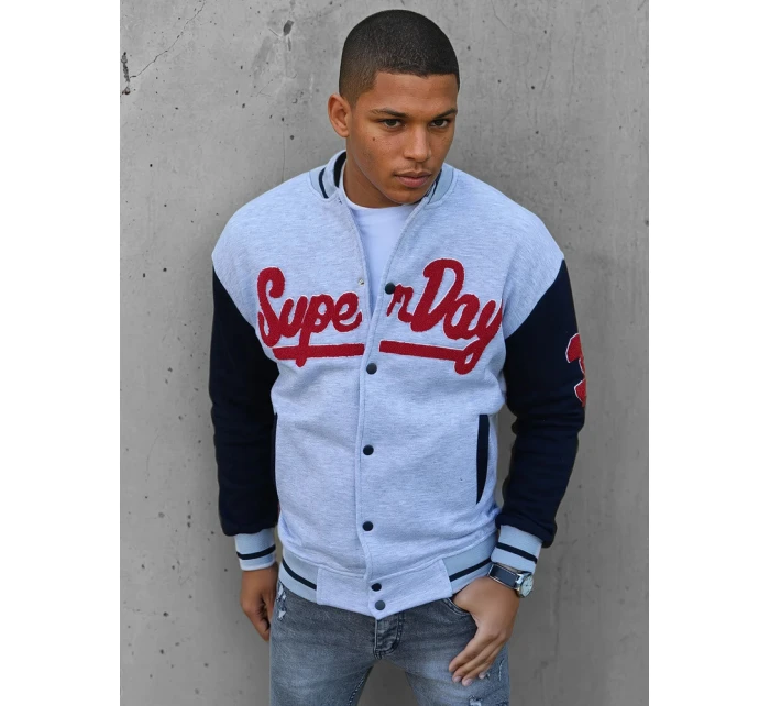 Pánska šedá mikina na zips FashionStreet BX5446 Pánska šedá mikina na zips FashionStreet BX5446