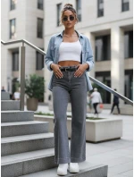 Dámske džínsy s vysokým pásom a širokými nohavicami sivé FashionStreet UY2908