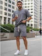 Pánska letná tepláková súprava s potlačou šedá FashionStreet AX0818