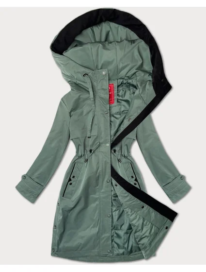 Svetlozelená jednoduchá dámska bunda s kapucňou LHD (LHD-24590) Svetlozelená jednoduchá dámska bunda s kapucňou LHD (LHD-24590)