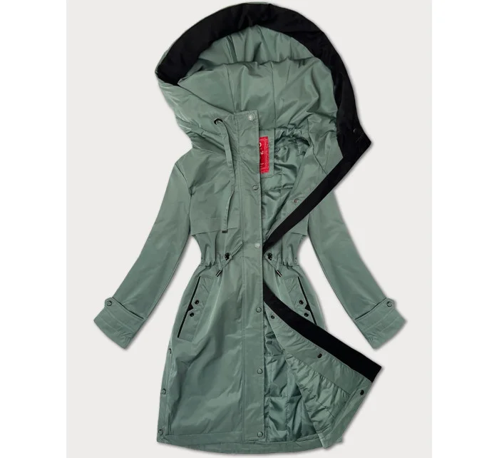 Svetlozelená jednoduchá dámska bunda s kapucňou LHD (LHD-24590) Svetlozelená jednoduchá dámska bunda s kapucňou LHD (LHD-24590)