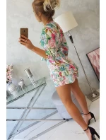 Kvetinové šaty s viazaním v páse ecru Kvetinové šaty s viazaním v páse ecru