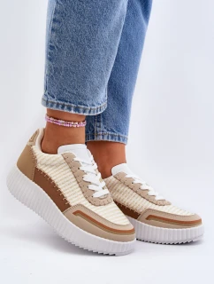Sneakersy Damskie Na Platformie Beżowe Redala