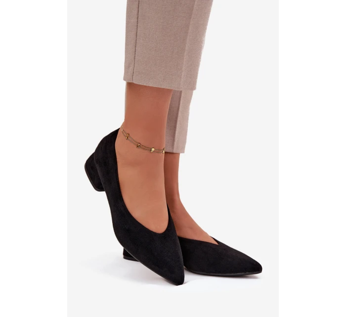 Lodičky na klínku z eko semiše Černé Karielle Lodičky na klínku z eko semiše Černé Karielle