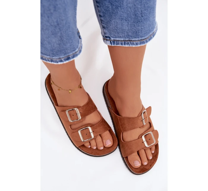 Dámské pantofle s přezkami Camel Oliena