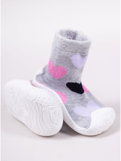 Yoclub Detské dievčenské protišmykové ponožky s gumovou podrážkou Grey