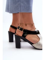 Dámske sandále na vysokom podpätku z ekokože, zlaté a čierne Queenmarie Dámske sandále na vysokom podpätku z ekokože, zlaté a čierne Queenmarie
