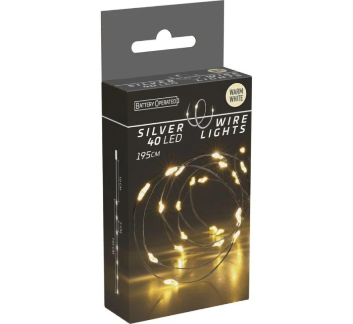 DRÔTENÉ SVIETIDLÁ NA BATÉRIE GIRLANDA 40 VIEDLA TEPLÁ BIELA