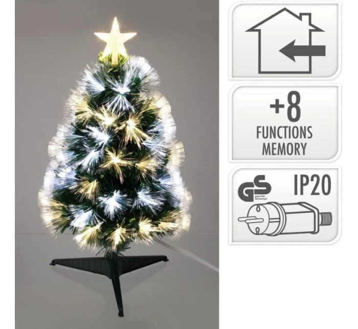 DEKORATÍVNY VIANOČNÝ STROMČEK OPTICKÉ VLÁKNO TEPLÁ STUDENÁ BIELA 90CM