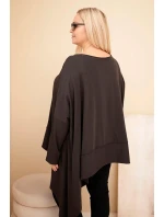 Dámska bavlnená tunika v nadmernej veľkosti s asymetrickým spodným dielom Dámska bavlnená tunika v nadmernej veľkosti s asymetrickým spodným dielom