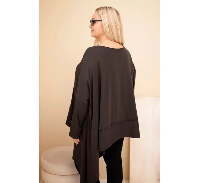 Dámska bavlnená tunika v nadmernej veľkosti s asymetrickým spodným dielom Dámska bavlnená tunika v nadmernej veľkosti s asymetrickým spodným dielom