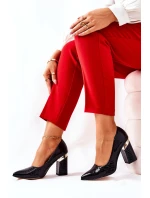 Skórzane Czółenka Lewski Wężowe 3117 Czarne