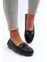 Dámské kožené mokasíny s ozdobou Černé model 21655753 - S.Barski