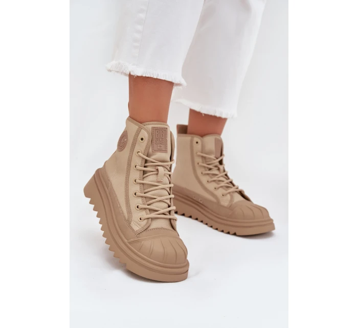 Wysokie Trampki Damskie Ocieplane Big Star OO274A356 Beżowe