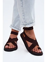 sandály z přírodního semiše  Čokoládové model 22140913 - D&A