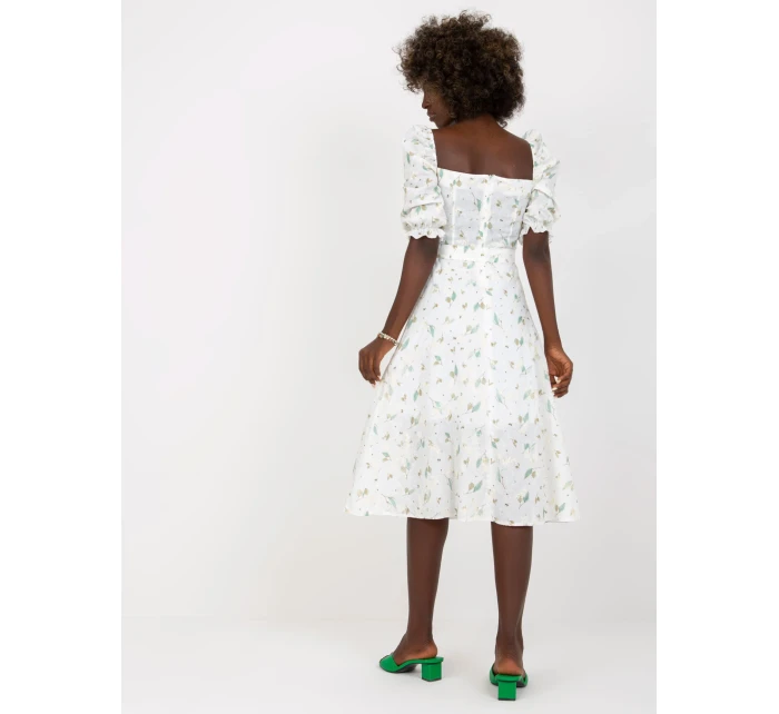 Dámské šaty LK SK model 17547236 bílé a zelené - FPrice Dámské šaty LK SK model 17547236 bílé a zelené - FPrice