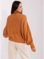 Svetlohnedý dámsky oversize sveter s káblami