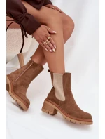 Dámske členkové topánky Zoralia na klinčeku - tmavo béžové
