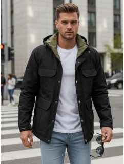 Pánska prechodná bunda s kapucňou čierna FashionStreet TX5133