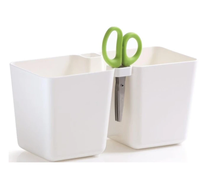 Kvetináč s bylinkami TWINS CUBE WITH CUTLERY WHITE