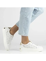 Biele kožené topánky na platforme Filippo DP7668/26 Biele kožené topánky na platforme Filippo DP7668/26