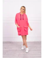 Šaty s kapucí růžové neonové Šaty s kapucí růžové neonové
