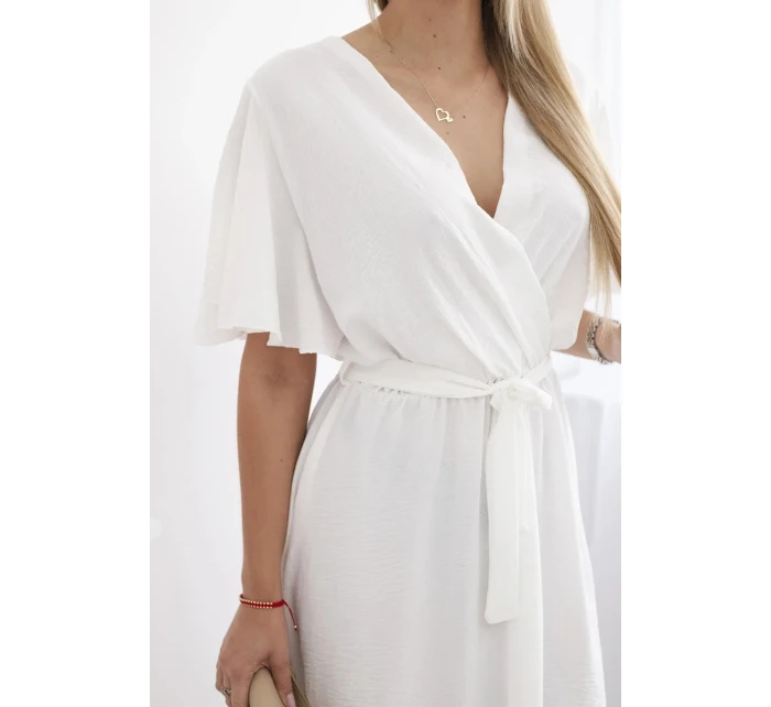 Šaty s vrstveným výstrihom ecru