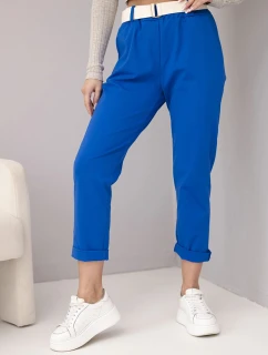 Dámské bavlněné kalhoty s páskem a ohrnutými nohavicemi model 22010178 - K-Fashion