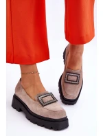 Wygodne Zamszowe Mokasyny Beżowe Agathe Wygodne Zamszowe Mokasyny Beżowe Agathe