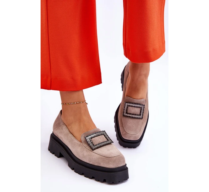 Wygodne Zamszowe Mokasyny Beżowe Agathe Wygodne Zamszowe Mokasyny Beżowe Agathe