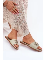 Ploché Dámské Pantofle S Ozdobným Detalem Zelené model 21699585 - Boto