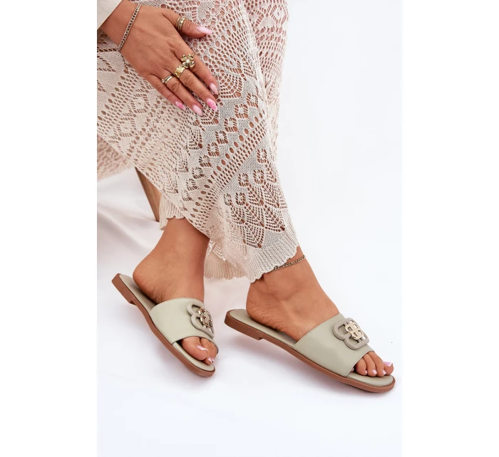 Ploché Dámské Pantofle S Ozdobným Detalem Zelené model 21699585 - Boto