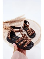 Dziewczęce Sandałki Gladiatorki Ze Złotym Detalem Panterka Vesira Dziewczęce Sandałki Gladiatorki Ze Złotym Detalem Panterka Vesira
