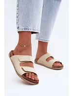Dámske kožené papuče Inblu AA0005GU Light beige