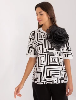 Dámska blúzka LK BZ 509697.27 Ecru s čiernou - FPrice
