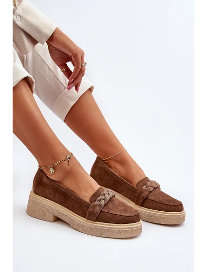 Dámske semišové mokasíny Zazoo 3429/W hnedé - Zazoo