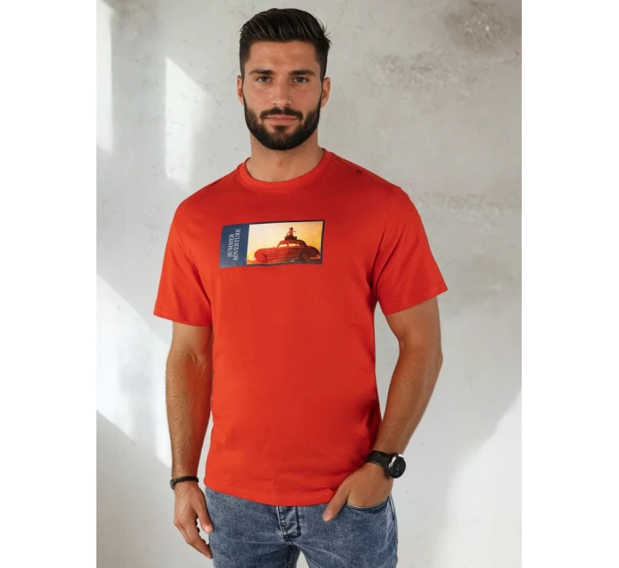 Pánské oranžové tričko s potiskem Dstreet model 21975036 - FashionStreet