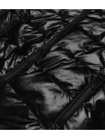 Čierna metalická bunda s farebnou podšívkou (W708)